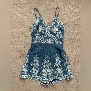 NWOT. Local Boutique Embroidered Romper.